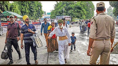 Commuters forced to walk to at the Jammu railway station during a strike by All Jammu and Kashmir Transport Welfare Association (AJKTWA) workers on Friday. (PTI) Commuters forced to walk to at the Jammu railway station during a strike by All Jammu and Kashmir Transport Welfare Association (AJKTWA) workers on Friday. (PTI)