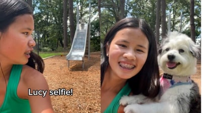 Snapshot of the dog in the selfie. Snapshot of the dog in the selfie.