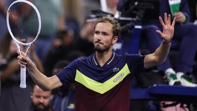 Daniil Medvedev celebrates match point against Christopher O'Connell. (Getty Images) Daniil Medvedev celebrates match point against Christopher O'Connell. (Getty Images)