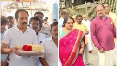 ISRO chief and other scientists offer prayers at temples. (PTI/ANI) ISRO chief and other scientists offer prayers at temples. (PTI/ANI)