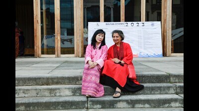 Royal patron of the festival, Queen Mother Ashi Dorji Wangmo Wangchuk with author Geetanjali Shree. (Courtesy Bhutan Echoes) Royal patron of the festival, Queen Mother Ashi Dorji Wangmo Wangchuk with author Geetanjali Shree. (Courtesy Bhutan Echoes)
