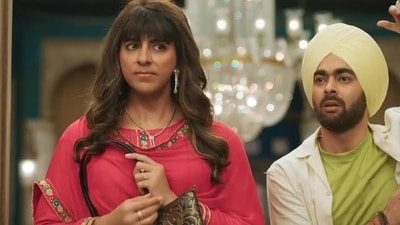 Ayushmann Khuranna and Manjot Singh in a still from Dream Girl 2. Ayushmann Khuranna and Manjot Singh in a still from Dream Girl 2.