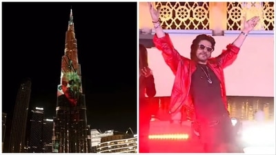 Shah Rukh Khan was in Dubai as Jawan trailer was played on the Burj Khalifa. Shah Rukh Khan was in Dubai as Jawan trailer was played on the Burj Khalifa.