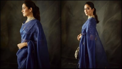 Mira accessorised her look with a choker necklace, statement rings, a bracelet and a gold potli bag. Mira looked glamorous with kohl eyes, contoured cheeks, glossy mauve lipstick and her hair pulled back in a low ponytail. (Instagram/@mira.kapoor)