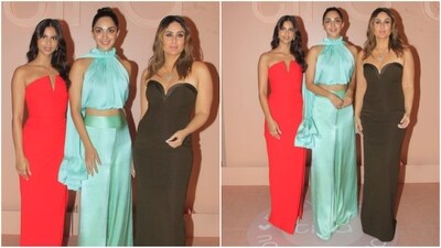 Kareena Kapoor, Kiara Advani, and Suhana Khan stun in glamorous outfits at the launch of the beauty brand. (HT photo/VarinderChawla) Kareena Kapoor, Kiara Advani, and Suhana Khan stun in glamorous outfits at the launch of the beauty brand. (HT photo/VarinderChawla)