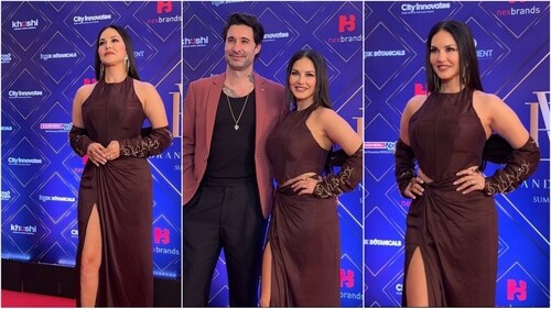 Sunny Leone arrived with her husband Daniel Weber for the award show. (HT photo/VarinderChawla) Sunny Leone arrived with her husband Daniel Weber for the award show. (HT photo/VarinderChawla)