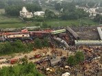 A visual from the Balasore train tragedy site captured earlier.