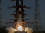 ISRO's PSLV-C57 carrying 'Aditya-L1' spacecraft lifts off from the launch pad at Satish Dhawan Space Centre, in Sriharikota, on Saturday.