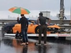 The car that rammed into the railing of the Bandra-Worli Sea Link. The car that rammed into the railing of the Bandra-Worli Sea Link.