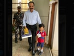 ISRO Chief S Somanath receives handcrafted Vikram Lander model from young neighbour in heartwarming moment ISRO Chief S Somanath receives handcrafted Vikram Lander model from young neighbour in heartwarming moment