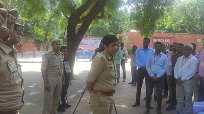 ACP Areeb Ahmed at Shilpgram, the parking spot at eastern gate of Taj Mahal in Agra on Saturday. (Photo HT) ACP Areeb Ahmed at Shilpgram, the parking spot at eastern gate of Taj Mahal in Agra on Saturday. (Photo HT)