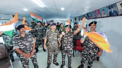 Bari Brahman of CRPF 38 Battalion celebrate the launch of Aditya L1 mission satellite, in Jammu and Kashmir's Samba on Saturday. (ANI) Bari Brahman of CRPF 38 Battalion celebrate the launch of Aditya L1 mission satellite, in Jammu and Kashmir's Samba on Saturday. (ANI)