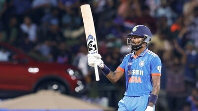 India's Hardik Pandya raises his bat as he celebrates his half-century during their match against Pakistan in the Asia Cup 2023 (BCCI Twitter) India's Hardik Pandya raises his bat as he celebrates his half-century during their match against Pakistan in the Asia Cup 2023 (BCCI Twitter)