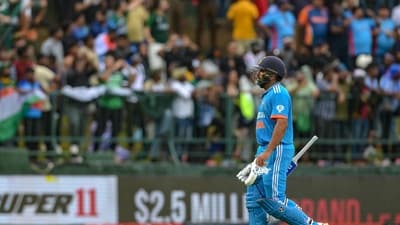 India's captain Rohit Sharma walks back to the pavilion after his dismissal during the Asia Cup 2023 one-day international (ODI) cricket match between India and Pakistan at the Pallekele International Cricket Stadium in Kandy (AFP) India's captain Rohit Sharma walks back to the pavilion after his dismissal during the Asia Cup 2023 one-day international (ODI) cricket match between India and Pakistan at the Pallekele International Cricket Stadium in Kandy (AFP)