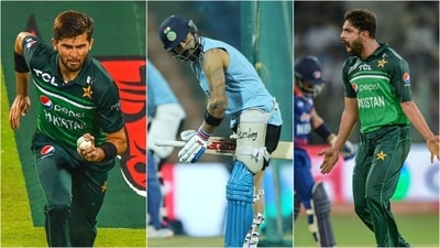 Shaheen Afridi (L), Haris Rauf (R), and Naseem Shah (not in picture) will all aim at dismissing Virat Kohli (centre) early in the Asia Cup game on Saturday (AFP/PTI) Shaheen Afridi (L), Haris Rauf (R), and Naseem Shah (not in picture) will all aim at dismissing Virat Kohli (centre) early in the Asia Cup game on Saturday (AFP/PTI)
