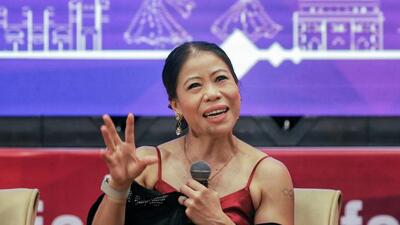 MC Mary Kom at an event in Lucknow on Saturday. (ANI PHOTO) MC Mary Kom at an event in Lucknow on Saturday. (ANI PHOTO)