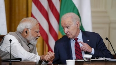 Prime Minister Narendra Modi with US President Joe Biden. (AP) Prime Minister Narendra Modi with US President Joe Biden. (AP)