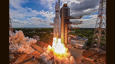 The Chandrayaan-3 mission was launched on July 14 from the Sriharikota spaceport (PTI) The Chandrayaan-3 mission was launched on July 14 from the Sriharikota spaceport (PTI)