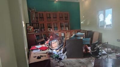 The office chamber of Imphal lawyer Soraisham Chittaranjan after it was vandalised on Friday (HT Photo/Sourced) The office chamber of Imphal lawyer Soraisham Chittaranjan after it was vandalised on Friday (HT Photo/Sourced)