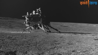 Vikram lander on Earth's moon as clicked by the navigation camera onboard the Pragyan rover. (X(formerly Twitter)/@isro) Vikram lander on Earth's moon as clicked by the navigation camera onboard the Pragyan rover. (X(formerly Twitter)/@isro)