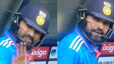 Rohit Sharma shows displeasure to a cameraman. Rohit Sharma shows displeasure to a cameraman.