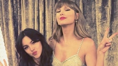 Olivia Rodrigo and Taylor Swift at Brit Awards 2021. Olivia Rodrigo and Taylor Swift at Brit Awards 2021.