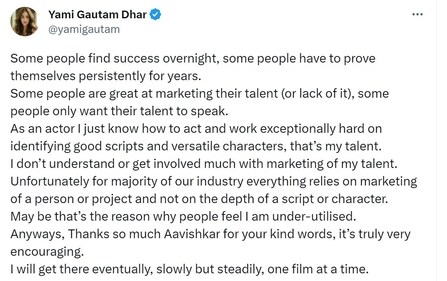 Yami Gautam on her talent. Yami Gautam on her talent.