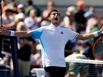 Matteo Arnaldi, of Italy, reacts after defeating Cameron Norrie, of Great Britain, during the third round of the U.S. Open tennis championships, Saturday, Sept. 2 Matteo Arnaldi, of Italy, reacts after defeating Cameron Norrie, of Great Britain, during the third round of the U.S. Open tennis championships, Saturday, Sept. 2