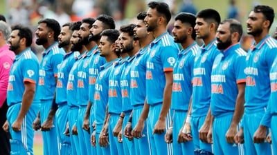 Indian team players stand for their respective National anthem prior to the start of their Asia Cup 2023 opener at Pallekele International Cricket Stadium (ANI ) Indian team players stand for their respective National anthem prior to the start of their Asia Cup 2023 opener at Pallekele International Cricket Stadium (ANI )