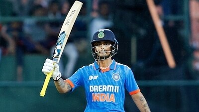 India's Ishan Kishan raises his bat as he celebrates his half-century during their match against Pakistan in the Asia Cup 2023, at Pallekele International Cricket Stadium, in Kandy on Saturday (BCCI Twitter) India's Ishan Kishan raises his bat as he celebrates his half-century during their match against Pakistan in the Asia Cup 2023, at Pallekele International Cricket Stadium, in Kandy on Saturday (BCCI Twitter)