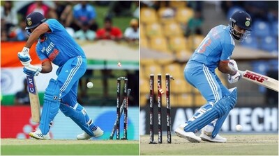 Rohit Sharma and Virat Kohli were dismissed by Shaheen Afridi in the bowler's opening spell (AP) Rohit Sharma and Virat Kohli were dismissed by Shaheen Afridi in the bowler's opening spell (AP)