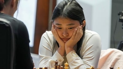 World Chess Champion Wenjun Ju of China during her women's rapid event match against Polina Shuvalova of Russia (PTI) World Chess Champion Wenjun Ju of China during her women's rapid event match against Polina Shuvalova of Russia (PTI)