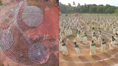 Members of Kudumbashree delivering a dance performance as part of the Onam celebrations in Thrissur, Kerala. (Facebook/Thrissur District Collector)
