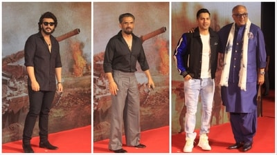 Arjun Kapoor, Suniel Shetty, Varun Dhawan and Boney Kapoor were among the several Bollywood celebrities at the Gadar 2 success bash. The film is a love story of Tara Singh and Sakeena and how their grown up son Jeete is captured in Pakistan. Arjun Kapoor, Suniel Shetty, Varun Dhawan and Boney Kapoor were among the several Bollywood celebrities at the Gadar 2 success bash. The film is a love story of Tara Singh and Sakeena and how their grown up son Jeete is captured in Pakistan. 