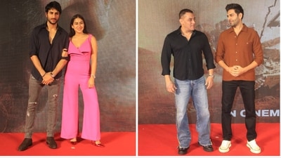 Sara Ali Khan attended Gadar 2 success party with brother Ibrahim Ali Khan. She met ex-boyfriend Kartik Aaryan at the bash where he posed with Salman Khan on the red carpet. Sara Ali Khan attended Gadar 2 success party with brother Ibrahim Ali Khan. She met ex-boyfriend Kartik Aaryan at the bash where he posed with Salman Khan on the red carpet. 
