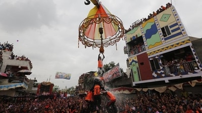 Gujarat: In Gujarat, Janmashtami is celebrated with 'Rasa Lila' performances, where scenes from Lord Krishna's life, especially his playful interactions with the gopis (milkmaids), are reenacted through dance and drama. People also create intricate rangoli designs outside their homes. Traditional sweets like 'Churma,' 'Panjiri,' and 'Mohanthal' are prepared and offered to Lord Krishna. (Ajit Solanki / AP) Gujarat: In Gujarat, Janmashtami is celebrated with 'Rasa Lila' performances, where scenes from Lord Krishna's life, especially his playful interactions with the gopis (milkmaids), are reenacted through dance and drama. People also create intricate rangoli designs outside their homes. Traditional sweets like 'Churma,' 'Panjiri,' and 'Mohanthal' are prepared and offered to Lord Krishna. (Ajit Solanki / AP)