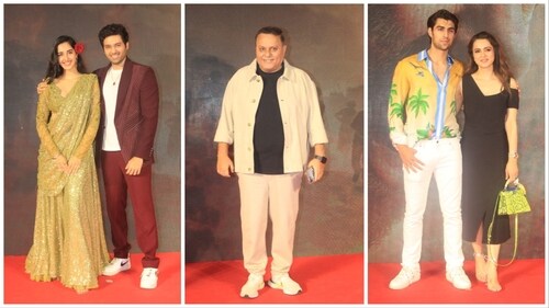 Simrat Kaur, Utkarsh Sharma, Anil Sharma at Gadar 2 party. Simrat Kaur, Utkarsh Sharma, Anil Sharma at Gadar 2 party.