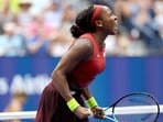 Coco Gauff of the United States celebrates match point to defeat Caroline Wozniacki of Denmark during their Women's Singles Fourth Round match on Day Seven of the 2023 US Open at the USTA Billie Jean King National Tennis Center