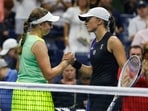 Jelena Ostapenko of Latvia embraces Iga Swiatek of Poland following their Women's Singles Fourth Round match on Day Seven of the 2023 US Open Jelena Ostapenko of Latvia embraces Iga Swiatek of Poland following their Women's Singles Fourth Round match on Day Seven of the 2023 US Open