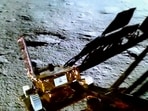Rollout of rover of Isro's Chandrayaan-3 from the lander to the lunar surface, as observed by Lander Imager Camera. (PTI)