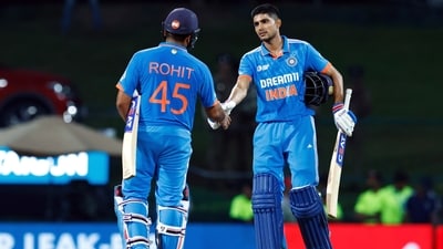 Rohit Sharma and Shubman Gill greet each other after the match against Nepal in the Asia Cup 2023 at Pallekele International Cricket Stadium in Kandy (BCCI Twitter) Rohit Sharma and Shubman Gill greet each other after the match against Nepal in the Asia Cup 2023 at Pallekele International Cricket Stadium in Kandy (BCCI Twitter)