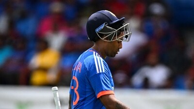 Suryakumar Yadav, of India walks back after getting dismissed. (AFP) Suryakumar Yadav, of India walks back after getting dismissed. (AFP)