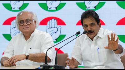 Congress general secretary (organisation) KC Venugopal and general secretary (communications) Jairam Ramesh at the party headquarters in Delhi on Monday. (PTI) Congress general secretary (organisation) KC Venugopal and general secretary (communications) Jairam Ramesh at the party headquarters in Delhi on Monday. (PTI)