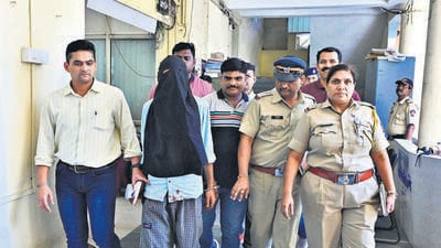 Mumbai, India - Sep 04, 2023 : The Powai police on Monday morning arrested a cleaning staff of a housing society in Marol for allegedly murdering a trainee air hostess living in the building, in Mumbai, India, Monday, Sep 04, 2023. (Photo by Vijay Bate/HT Photo) Mumbai, India - Sep 04, 2023 : The Powai police on Monday morning arrested a cleaning staff of a housing society in Marol for allegedly murdering a trainee air hostess living in the building, in Mumbai, India, Monday, Sep 04, 2023. (Photo by Vijay Bate/HT Photo)