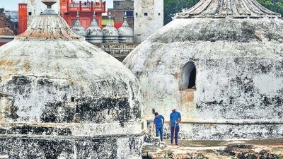 The ASI survey of the Gyanvapi mosque, which abuts the Kashi Vishwanath temple, restarted on August 4 (PTI) The ASI survey of the Gyanvapi mosque, which abuts the Kashi Vishwanath temple, restarted on August 4 (PTI)