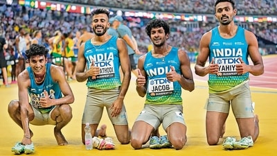 The Indian men’s 4x400m relay broke the Asian record at the World Athletics Championships, in Budapest. (AP) The Indian men’s 4x400m relay broke the Asian record at the World Athletics Championships, in Budapest. (AP)