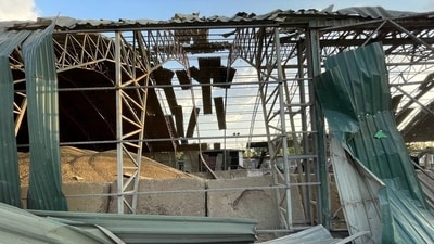 A grain warehouse heavily damaged by a Russian drone strike is seen at a compound of a port on the Danube, amid Russia's attack on Ukraine, in Odesa region, Ukraine. (via REUTERS file)