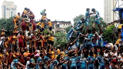 In the western state of Maharashtra, the highlight of the festival is the 'dahi-handi' tradition, which involves breaking a pot filled with curd suspended in the air using a human pyramid. In Mumbai alone, there are more than 4000 dahi-handi events organized during this festive occasion. (FILE) In the western state of Maharashtra, the highlight of the festival is the 'dahi-handi' tradition, which involves breaking a pot filled with curd suspended in the air using a human pyramid. In Mumbai alone, there are more than 4000 dahi-handi events organized during this festive occasion. (FILE)