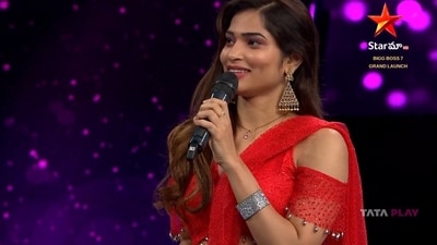 Shubha Shree during the Bigg Boss Telugu 7 launch. Shubha Shree during the Bigg Boss Telugu 7 launch.