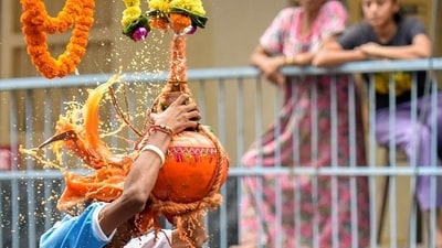 In Mathura, the birthplace of Lord Krishna, there are approximately 400 temples dedicated to Nandgopal, another name for Lord Krishna, showcasing the deep-rooted religious and cultural significance of the deity in this sacred city.&nbsp; (HT Photo/Kunal Patil)
